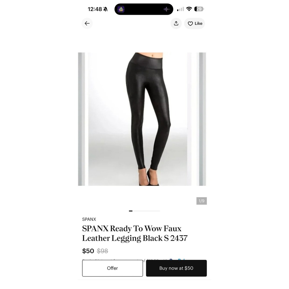 SPANX‎ Ready To Wow Faux Leather Leggings Black High Waist 2437 S Small - Picture 7 of 7